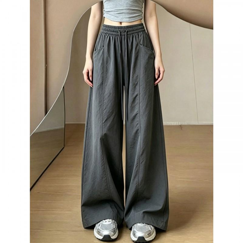 Women High Waist Quick Dry Wide Leg Sports Pants Casual Loose Straight Trousers Fall