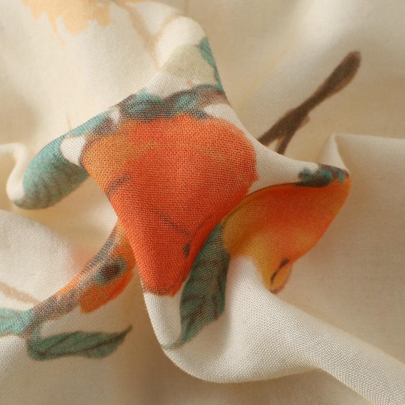 Spring / Summer Thin Chinese National Style Women's Pajamas Loose Bamboo Cotton Seven-quarter Sleeves Loungewear