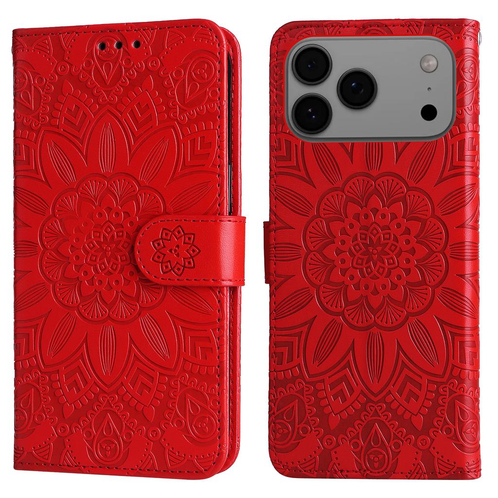 For iPhone 17 Pro Max Case Sunflower Imprint Leather Wallet Phone Cover