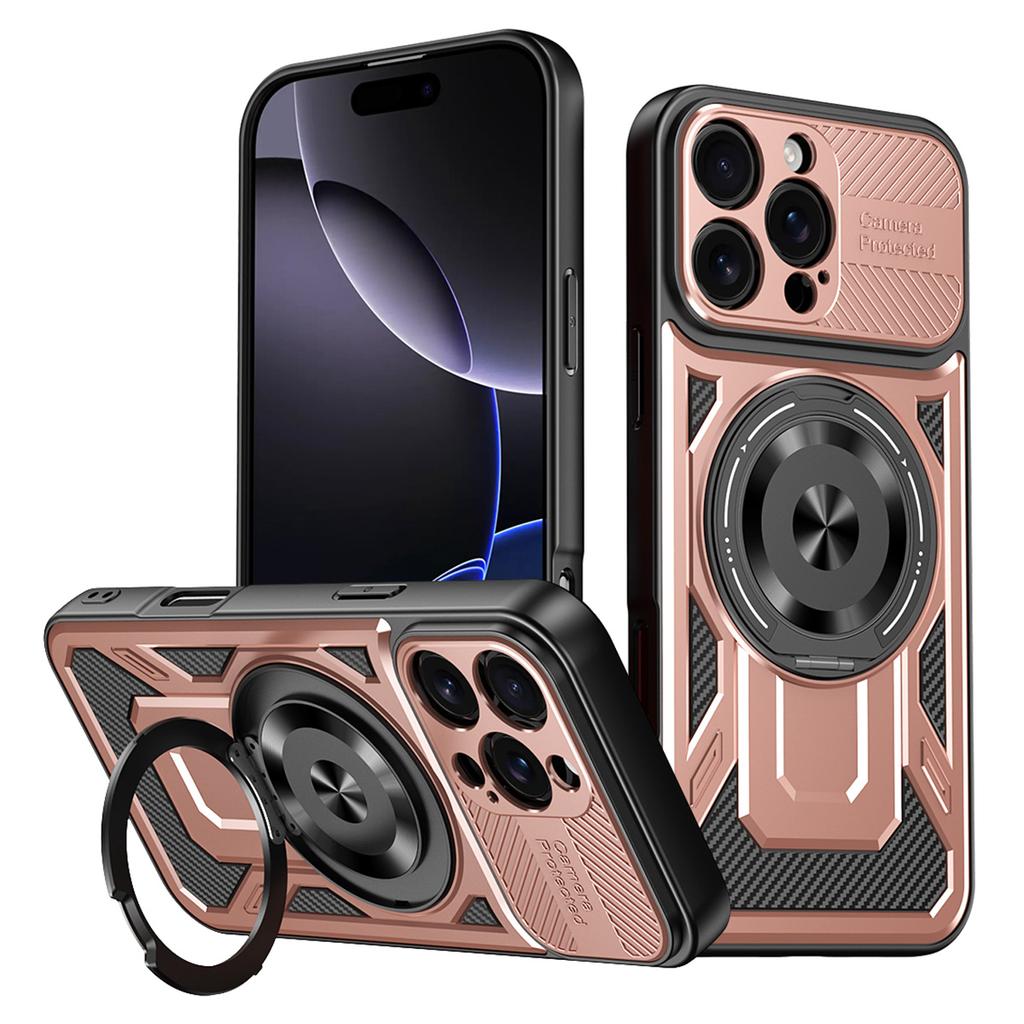 For iPhone 16 Pro Max Case Compatible with MagSafe Rotating Kickstand TPU + PC Phone Cover