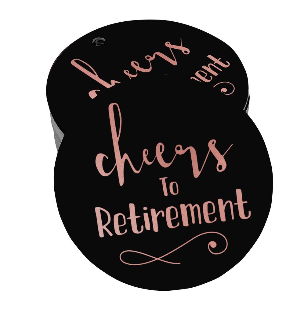 Inkdotpot Pack Of 100 Real Gold Foil Paper Tags Cheers To Retirement Favor Hang