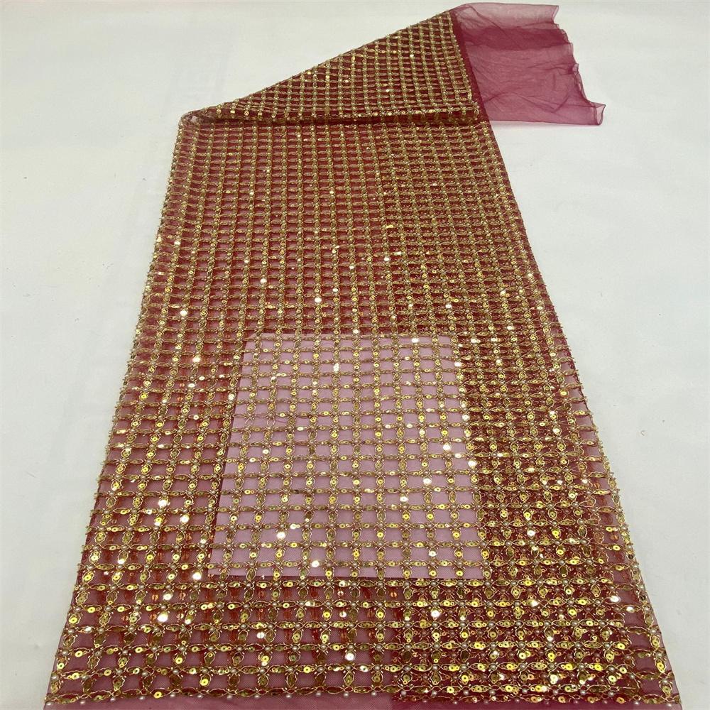 5 Yards In Stock Mesh Embroidery Beads Sequin Fabric Party Wedding Dresses Cheongsam Beaded Lace Fabric 23 Colors 100x130cm