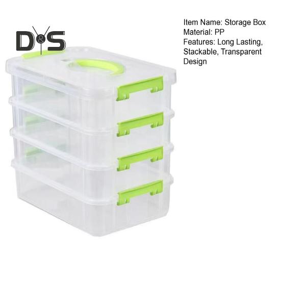 Contenitore di stoccaggio trasparente a 4 strati con maniglia, grande capacità, multiuso, per artigianato, cucito, utilità, contenitore di stoccaggio, organizer di stoccaggio