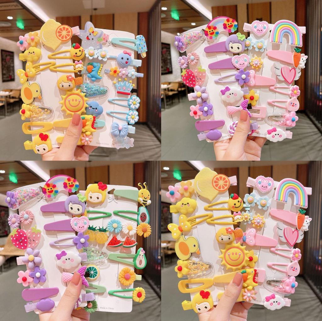 14-Piece Korean Style Cartoon Fruit Hair Clip Set for Kids