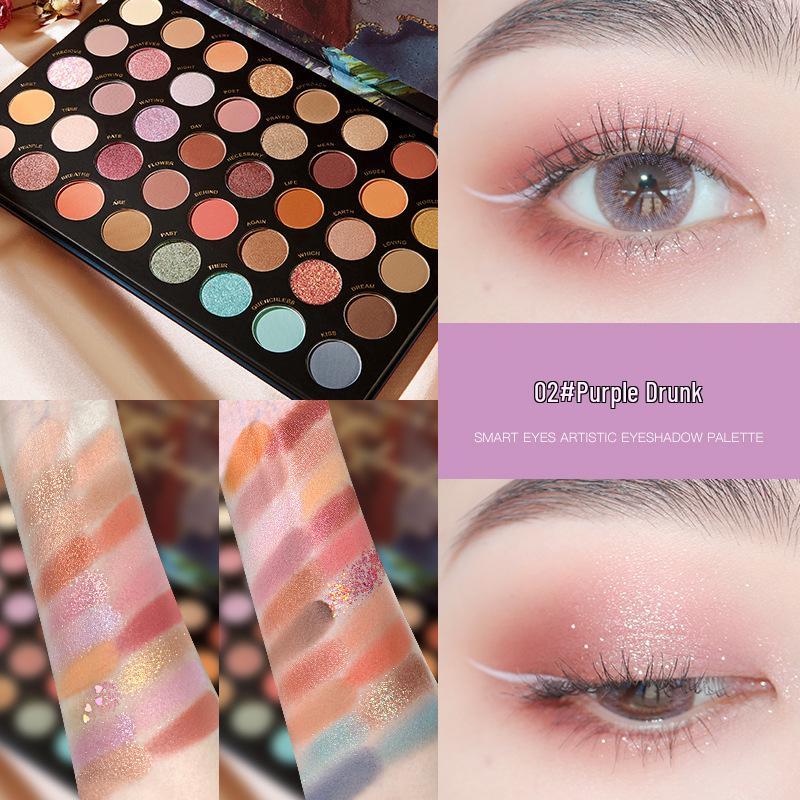 Paletă de farduri de ochi în 40 de culori în tonuri pământii: Nuanțe Mate, Sidefate și cu Sclipici pentru Machiaj Versatil, de Lungă Durată