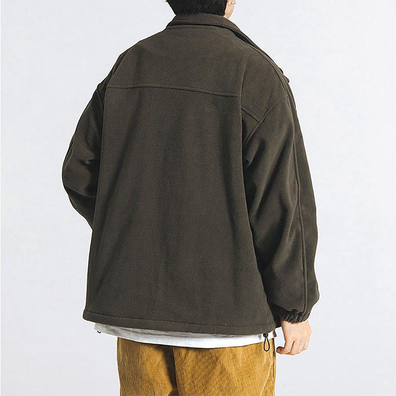 Men's Autumn/Winter Japanese Lamb Wool Fleece Jacket - Stand Collar, Casual Outerwear for Couples