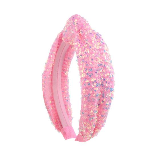 Girls Hair Hoop Knotted Shiny Sequin Elastic Headband Comfortable Fit Glittery Sparkling Hairband Hair Accessories