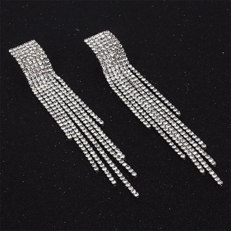 Korean Style Exaggerated Women Girls Shiny Rhinestone Earrings Luxury High Quality Big Crystal Ear Rings Decoration Lady Jewelry