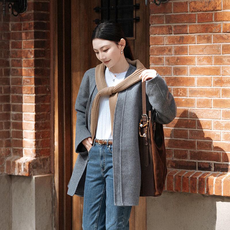 Less Long Sleeve Wool Blend Overcoat