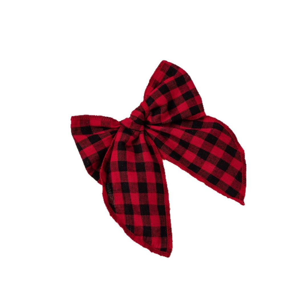 Vintage Large Fable Plaid Fabric European American Style Gradient Color Bow Hair Clips Neutral for Baby Girls Women for Party