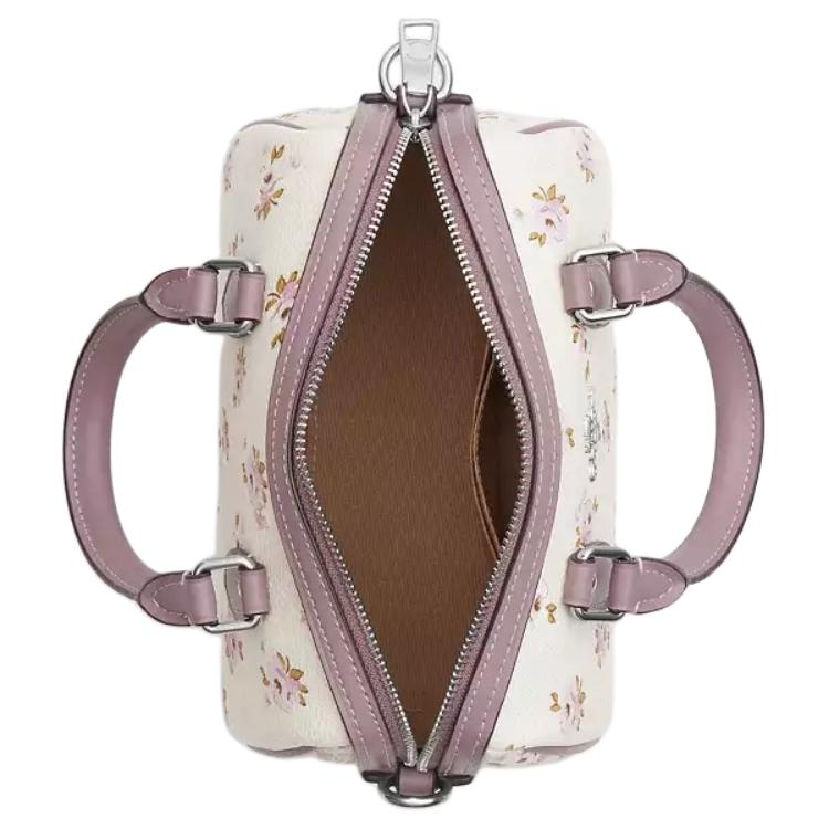 Coach Rowan 18 Floral Print Coated Canvas Shoulder Crossbody Bag Small Women Bags Chalk-White CAL69-SVCAH
