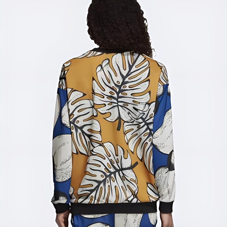 Adidas Originals Farm A Empresa Moletom Feminino Solto com Nervuras Macias Moletom Brilhante DH3054