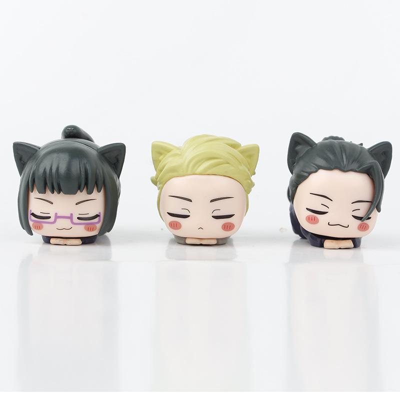 6CM Jujutsu Kaisen Anime Figure Itadori Yuji Satoru Gojo Napping Cat PVC Q Version prone 4Pcs/Set Model Toys Gift Collection