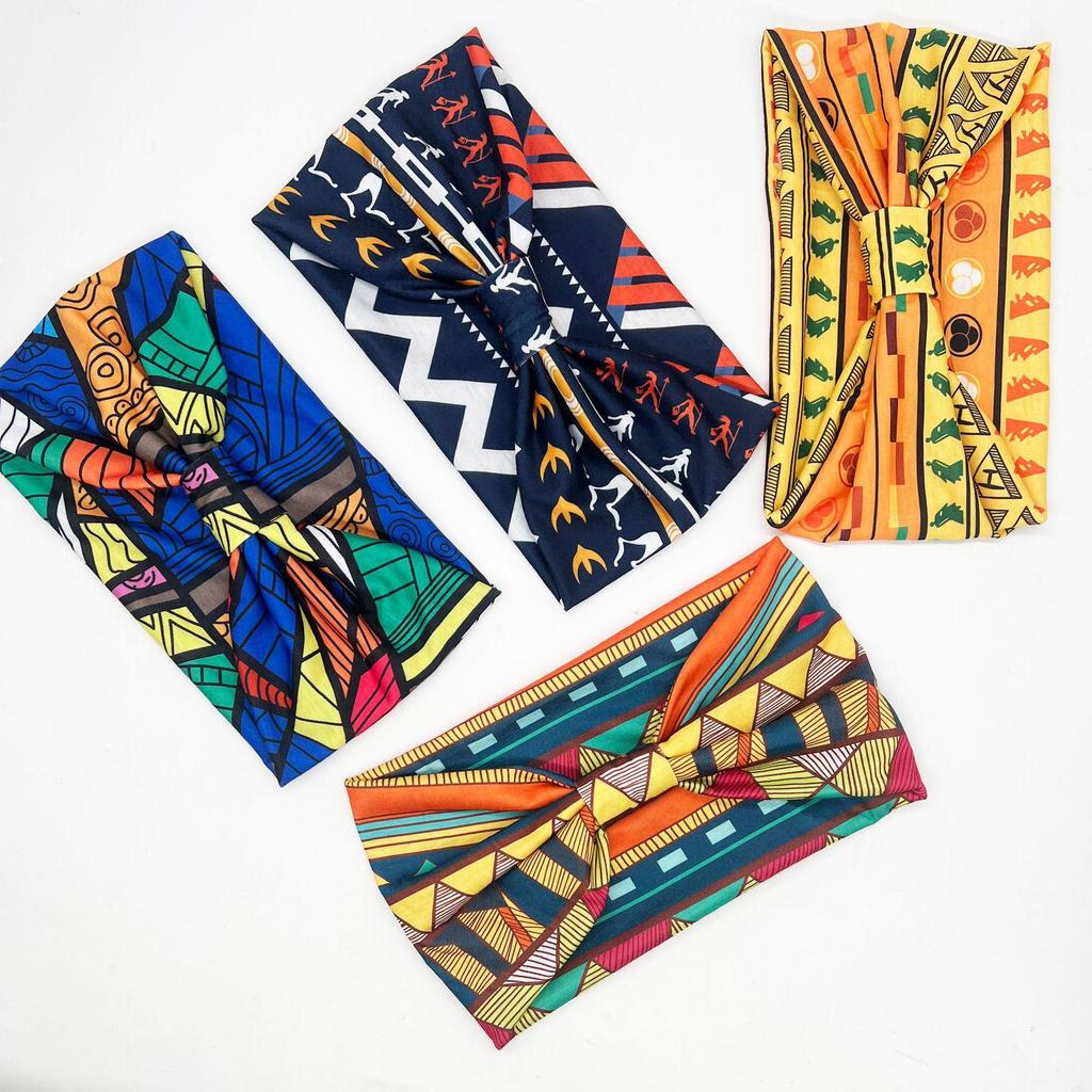 Women's African Print Sports & Yoga Headband – Wide Elastic Knot Design