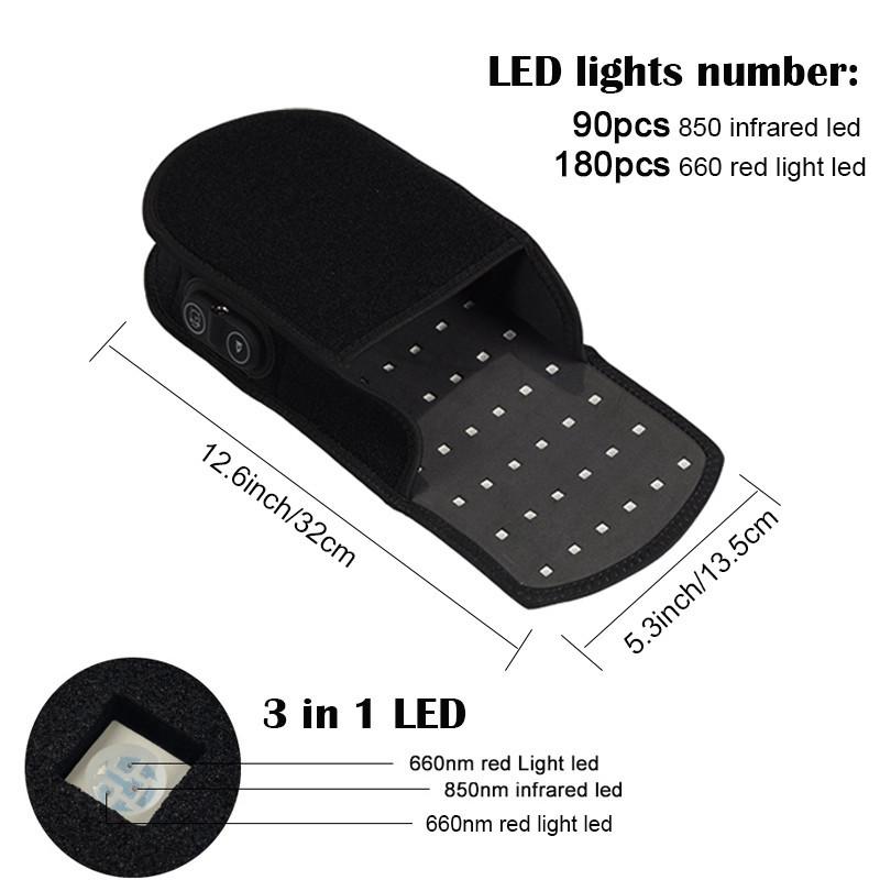 Black 90pcs LEDs Red Light Therapy Devices Near Infrared LED Pad 880 NM Foot Pain Relief Slipper for Feet Toes Instep 32x13.5cm