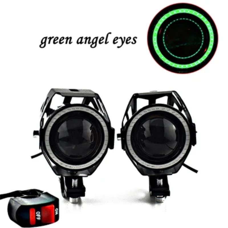 Motorcycle LED 12v 125w Headlights Car Spotlights 6000k Motorbike Work Head Lamp LED Angel Eye Lights Fog Lamp
