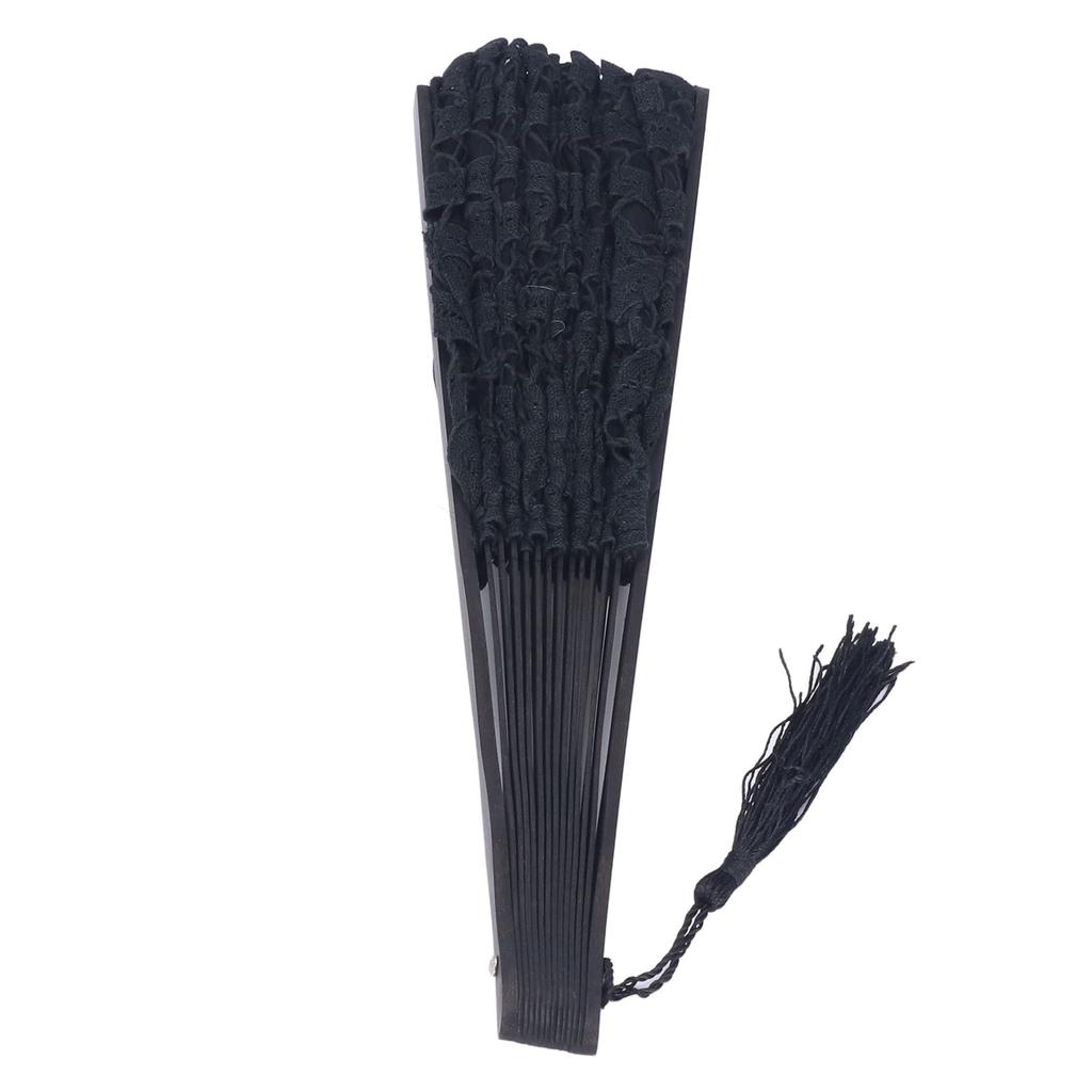 Evantai Pliabil Dantelă Ajurată Osatură Bambus Stil Vintage Evantai de Mână cu Ciucure pentru Haine de Spectacol