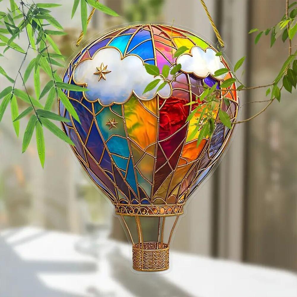 Hot Air Balloon Sun Catcher Acrylic Hanging Pendant Lantern Pendant for Outdoor Garden Terrace Yard Balcony Patio