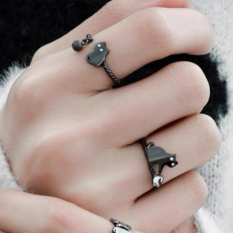 Open Design Kitty Ring Copper Allergy Resistant Lightweight Fashion Jewelry Stylish Finger Rings For Daily Wear Gifts