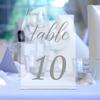 15 Pack Frosted Arched Table Numbers 1-15 with Stands Transparent Acrylic Table Signs for Wedding Reception Table Centerpiece