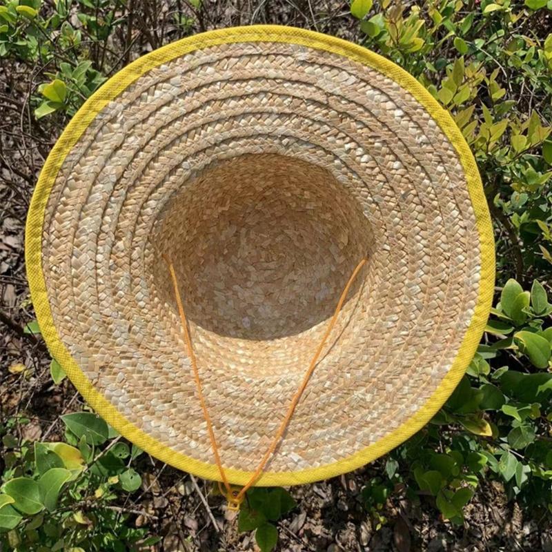 Cappello a visiera con tesa larga per bambina bambino unisex uncinetto paglia naturale cappello da contadino per bambini cappello Panama cappello a visiera per bambini