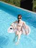 Ins Style Sequin Flower Inflatable Pool Float: U-Shaped Lounge Chair with Net
