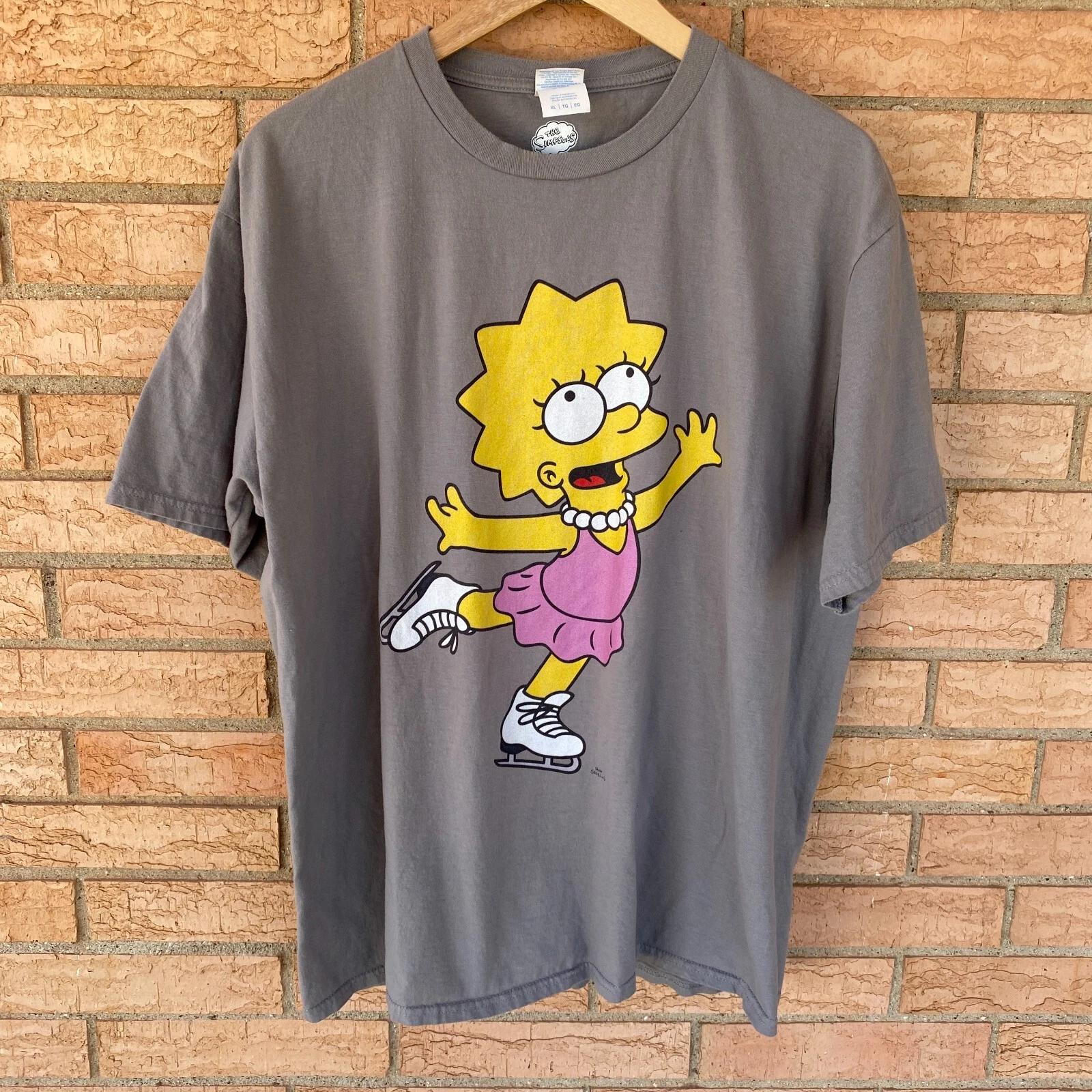 

Lisa Simpson ice skating graphic gray t-shirt Adult XL unisex short sleeve S