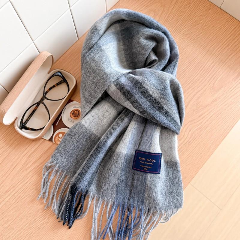 100% Wolle Karierter Schal Herren Damen Paar Warm Kaschmir-Mischung Karriert Winter Halswärmer