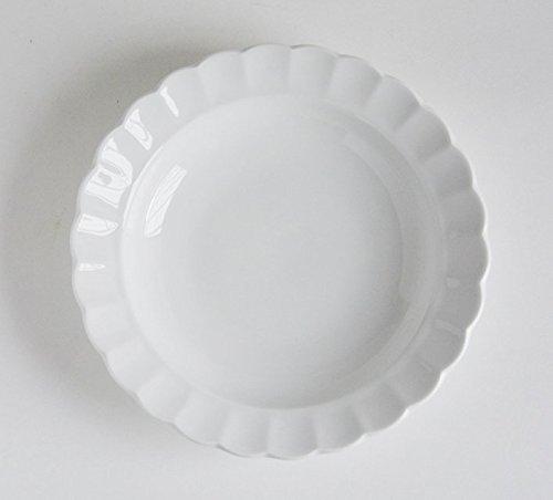 Set med 5 vita middagstallrikar, blomformade, splittringssäkra, förstärkt porslin, Tiara Pure White, volangprydda, 23 cm, för pasta, soppa och curry