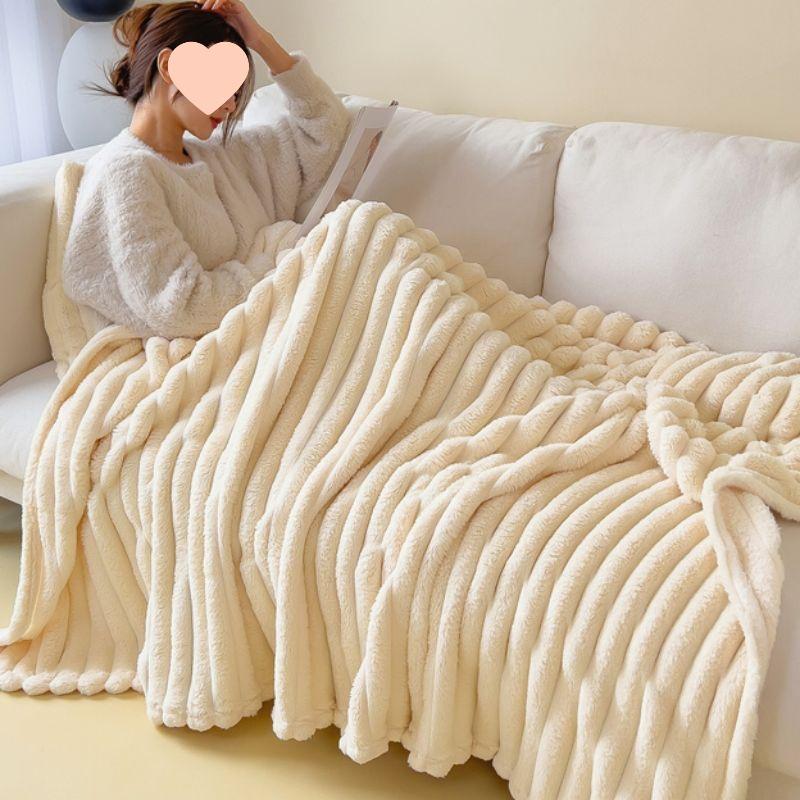 

Warm Flannel Rabbit Fur Blanket: Perfect for Sofa, Office, or Bed No