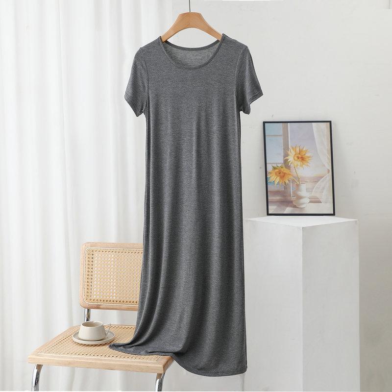 New Short-sleeved Crew Neck Nightdress Women's Summer Modal Dress Summer Long A-shaped Dress