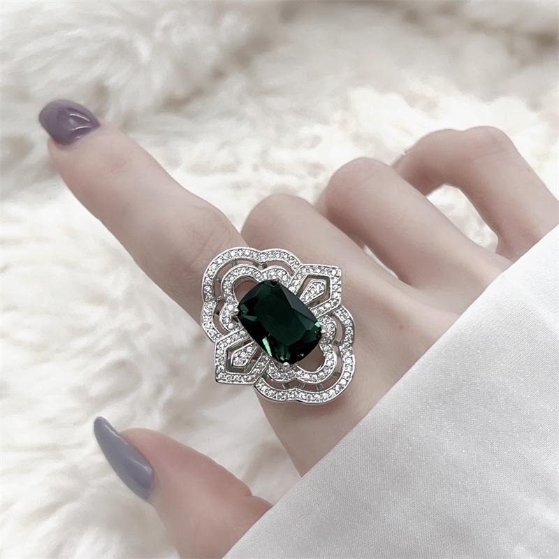 Exquisite Versatile Retro Gemstone Adjustable Ring for Women Open Adjustable