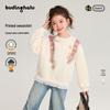 Girls' Plaid Suspender Print Sweatshirt with Lace Trim Hem