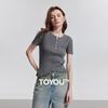 Women's Shimmering Slim Fit Short Sleeve Knit Top