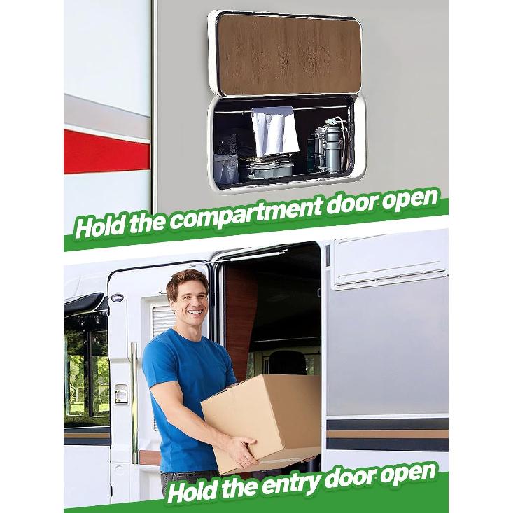 Strong Magnetic RV Door Holder - Camper RV Door Catch To Keep Doors Open In Breeze, Easy To Tall, With Adhesives & Screws, Sturdy Stopper For Trailer