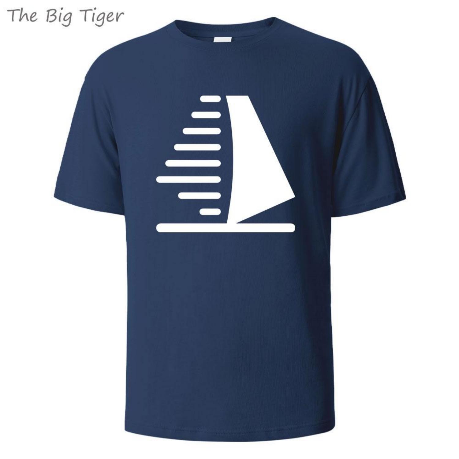 

Sailboat Printing Summer Cotton Mens Tee Lightweight Round Neck Breathable Fabric Casual Simple Style Tshirt Men TShirt XXXXXL