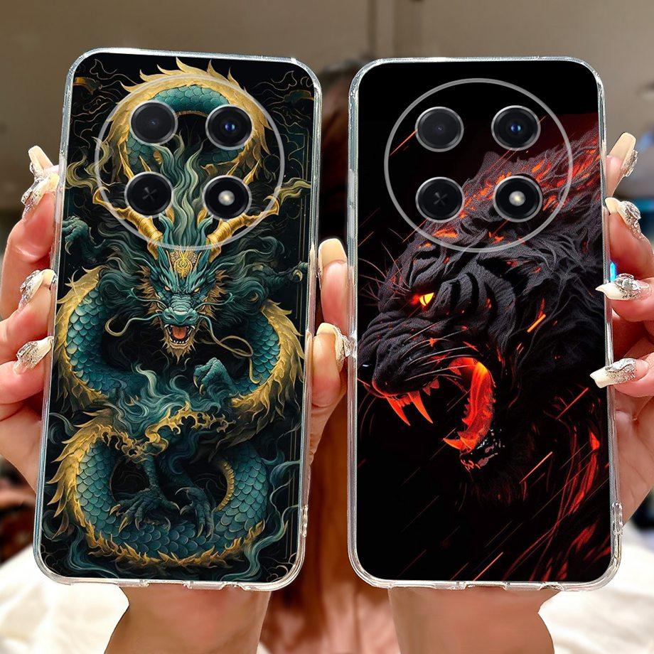 For Huawei Nova 13i 12i Case Cute Animal Tiger Lion Dragon Cartoon Phone Cover On Nova13i Nova12i Soft Silicone Clear Coques