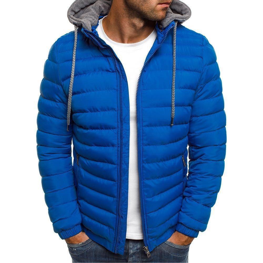 Men's Hooded Cardigan Stylish Simple Cotton Jacket Large Size Warm Winter Jacket