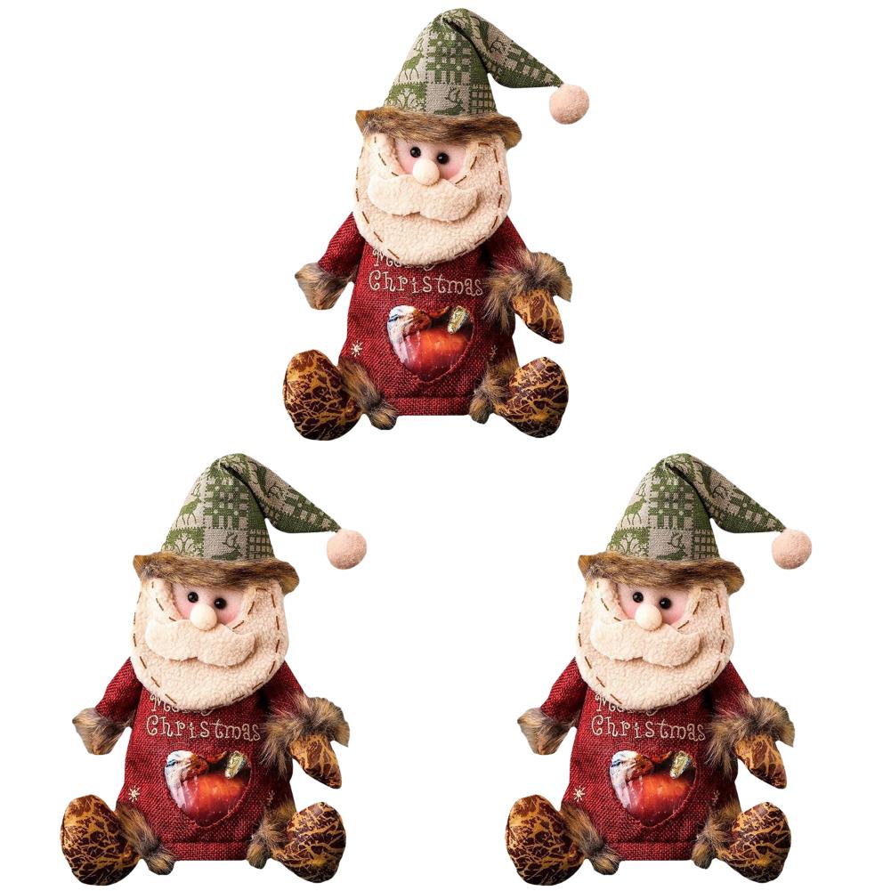 3pcs Fabric Storage Bags Reusable Xmas Treat Pouch Creative Doll Candy Bag Xmas Gift & Party Favor Bags for Gifts Apples Candy