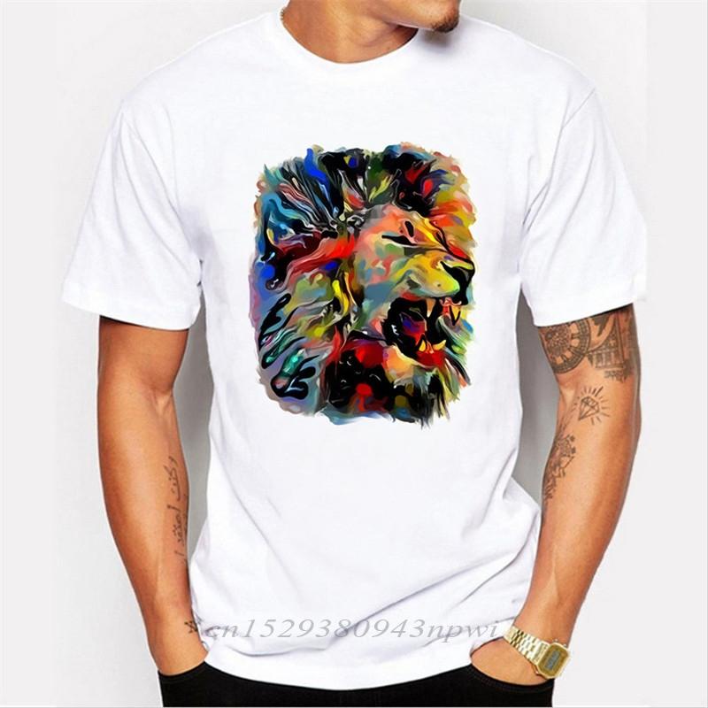 2020 T shirt Men Crown Lion 3D White printing Mens Tshirt Fashion Animal Casual ShortSleeve oneck hipster tops harajuku  tee