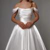 Dress Simple Temperament Spring and Autumn New One-word Shoulder Sleeveless Thin Advanced Texture Light Luxury Main Wedding Dress Medium and Long 