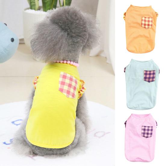 

Одежда для домашних животных, дышащий кружевной клетчатый жилет без рукавов с карманами для кошек и щенков, весенний жилет