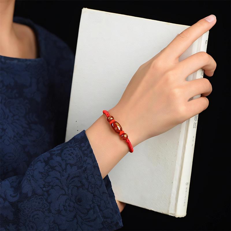 2026 Year of the Horse Zodiac Red String Agate Bracelet for Women