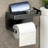 Toilet Paper Holder with Phone Shelf Adhesive No Punch Wall Mounted Tissue Rack for Hotel Bathroom Home Use