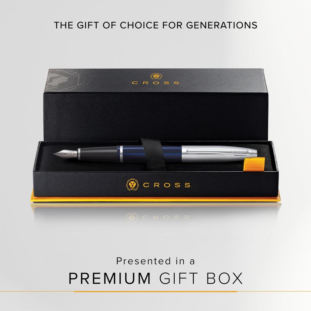 cross calais blue fountain pen medium nib with gift box at 0116 3 ms