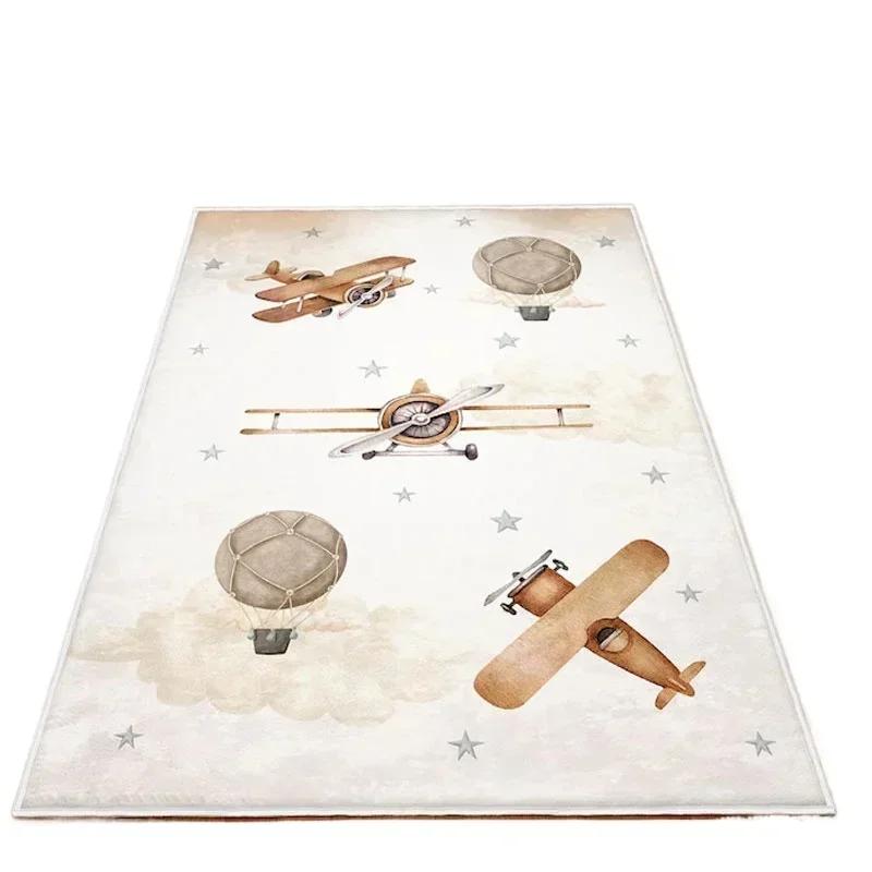 Airplane Hot Air Balloon Pattern Rug Non-sliding Dirt-resistant Easy To Clean Carpet Living Room Bedroom Mat Home Decoration