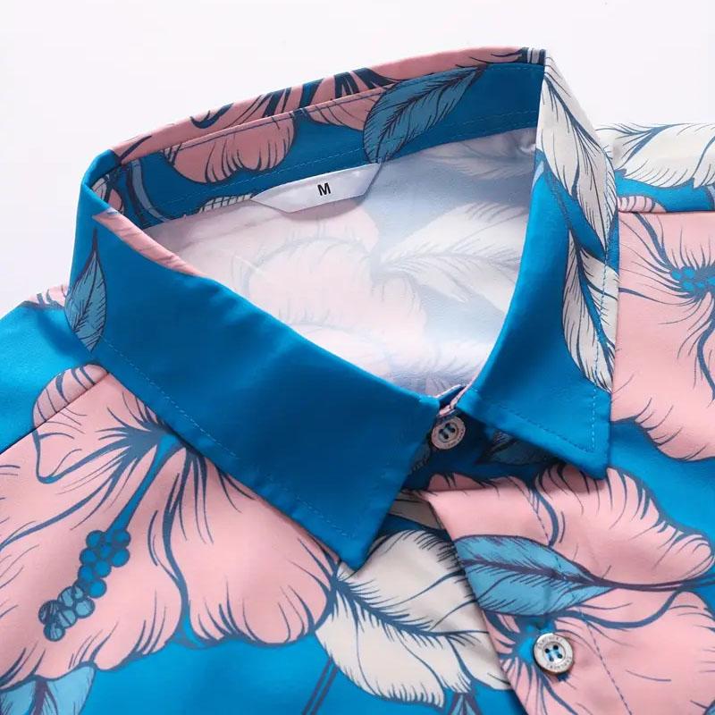 Casual Men's Beach Vacation Style Short Sleeved Shirt 3D Printed Polyester Fiber Summer Trend Beach Regular Style