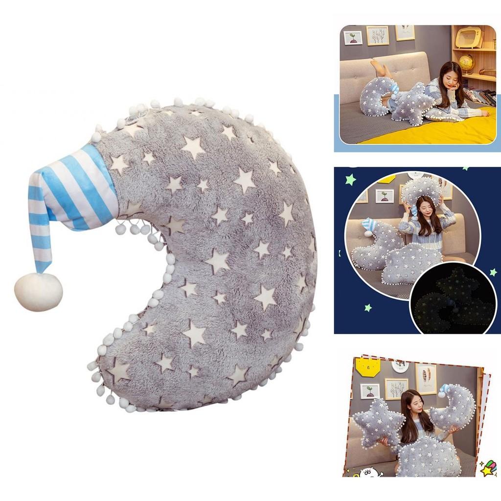 Moon And Stars Plush Pillow For Home Decor And Gift Giving Glowing Night Light Cushion