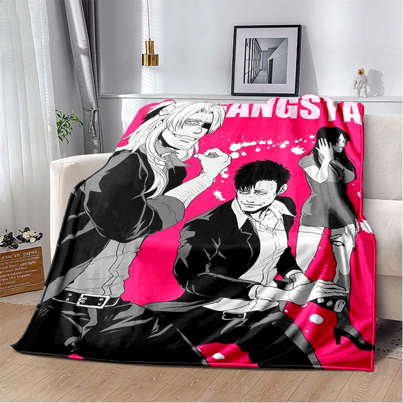 Gangsta Anime Nicolas Brown Print Soft Flannel Throw Blanket Lightweight Warm Sofa Couch Bed Home Decor Cover