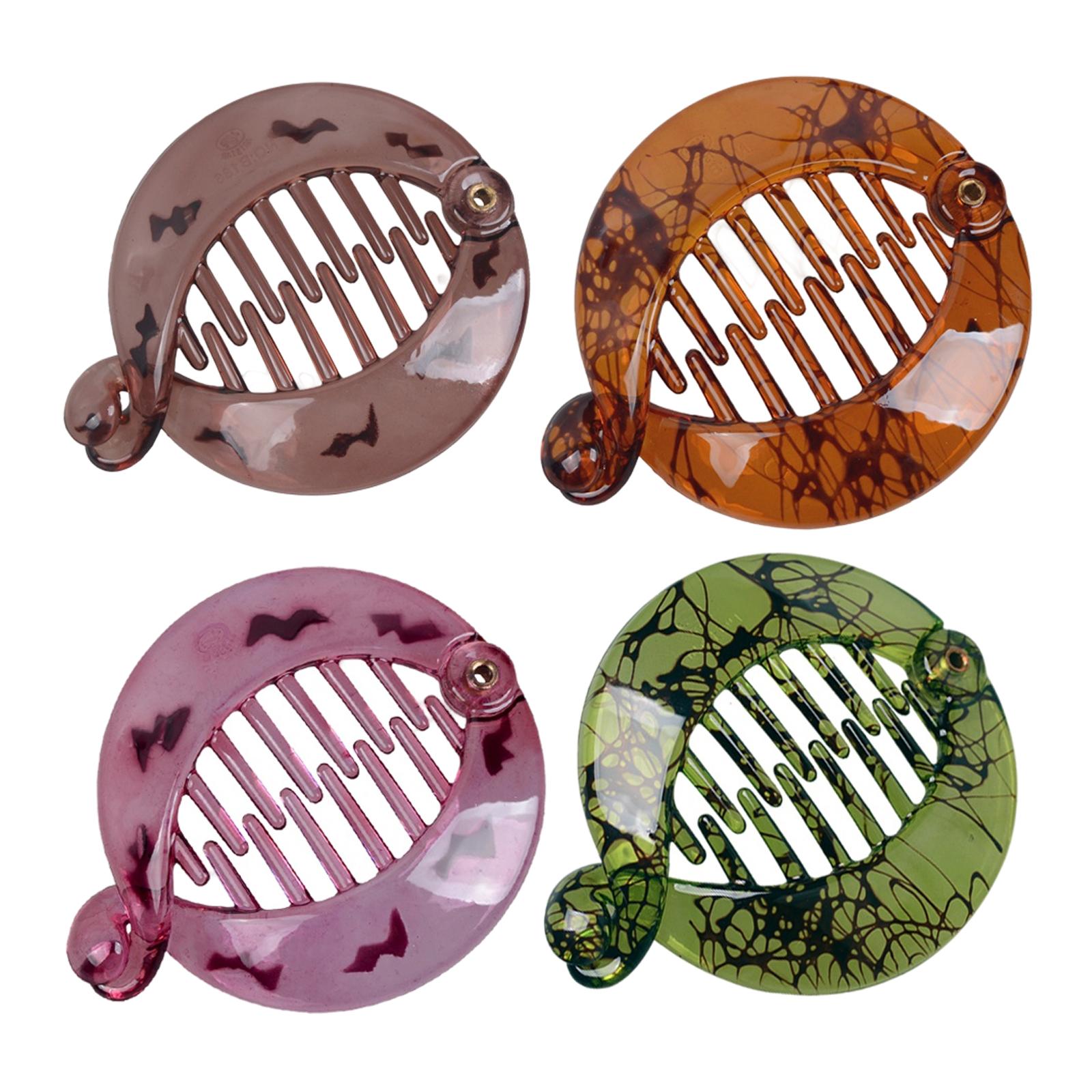 

4Pcs Fashion Banana Fish Hair Clips 2.5x2.1 Hair Styling Accessories Double Comb 4 Colors Claws Clamps Combs for Women Girl